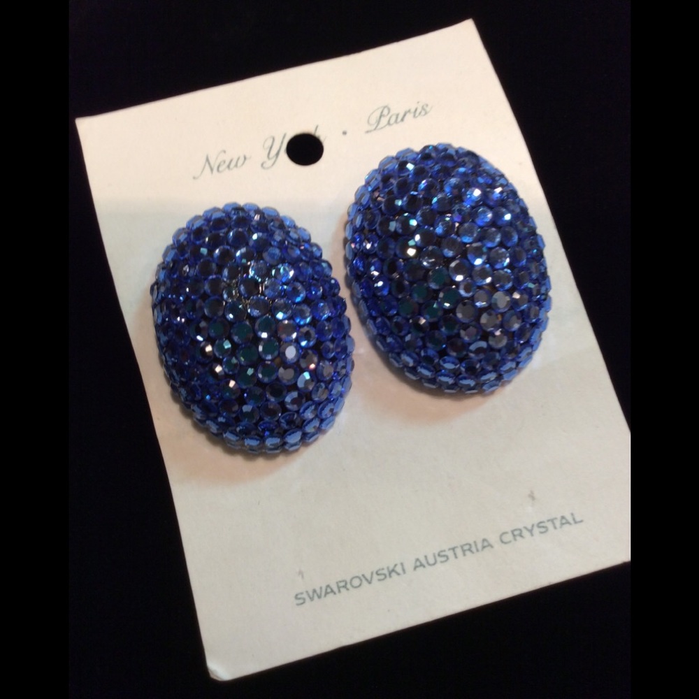 NEW NY ~ PARIS BLUE RHINESTONE EARRINGS